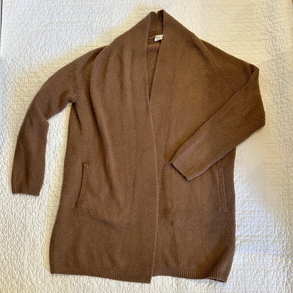 Cozy Tan Women's Open Long Cardigan